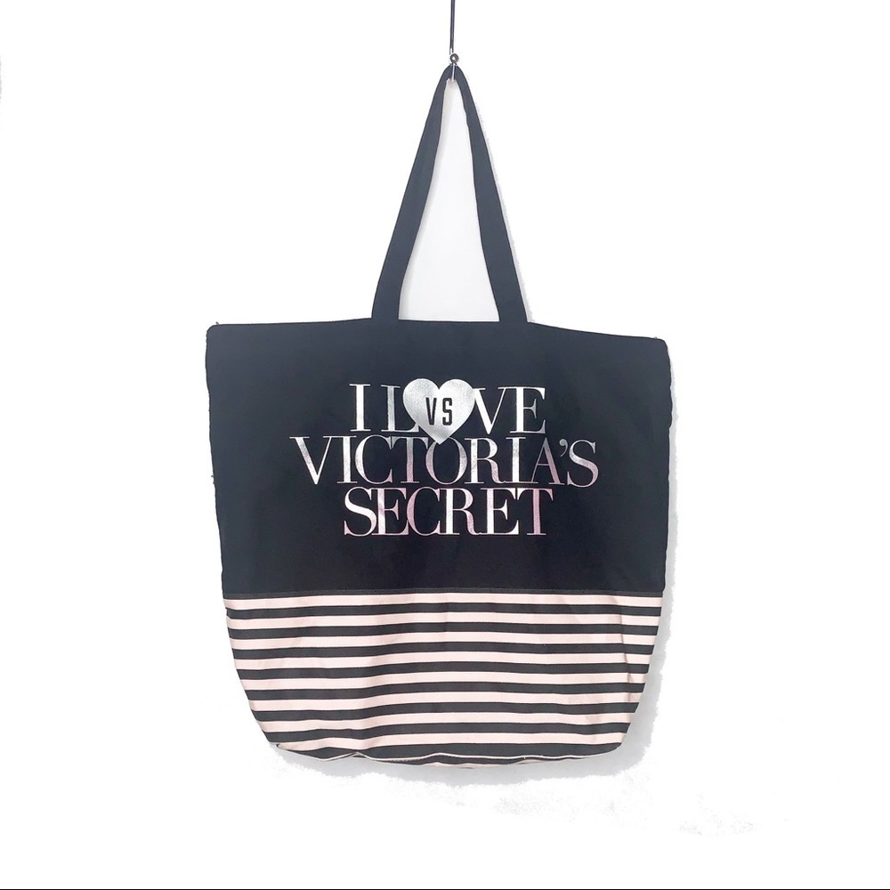 VICTORIA’S SECRET Black & Pink Zip Top Tote